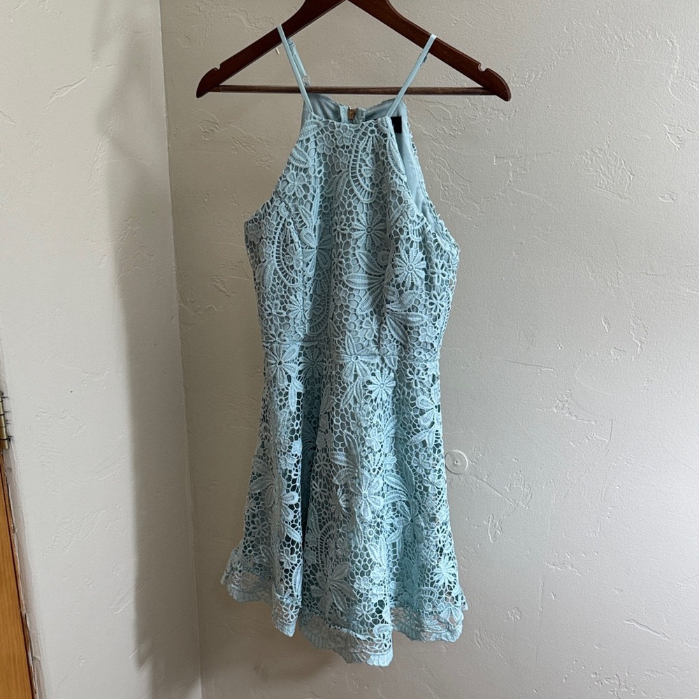 Lulu's Soft Blue Lace Dress